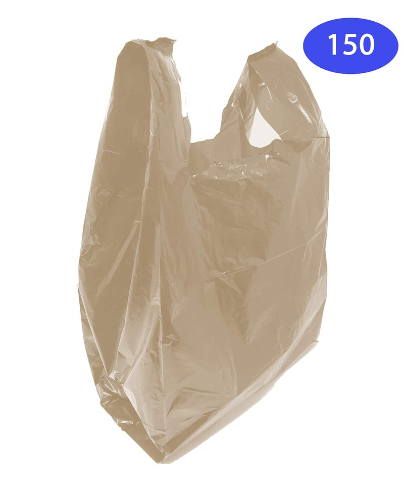 Homerite Grocery Shopping Plastic T-shirt Bags Plain 12" x 7" x 21" (Brown, 150) - Image 4